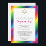 BAT MITZVAH Regenbogenstreifen-Muster Gold-Glitzer Einladung<br><div class="desc">HINWEIS - der glitzernde Goldeffekt ist ein gedrucktes BildEin kühnes und helles Regenbogendesign für die BAT MITZVAH INVITATIONS Ihres Kindes. Wow Ihre Freunde und Familie mit dieser kleinen Zahl .D Setup als Vorlage ist es einfach für Sie, Ihre eigenen Details hinzufügen, fügen Sie Ihr Foto oder klicken Sie auf die...</div>