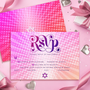 Bat Mitzvah Retro Pink Orange Gradient Boho Eingan RSVP Karte