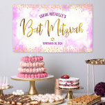 Bat Mitzvah rosa Aquarell Girl Gold-Folie Skript Banner<br><div class="desc">Seien Sie stolz, freuen Sie sich und präsentieren Sie diesen Meilenstein Ihres Lieblings-Bat Mitzvah! Lassen Sie sich von diesem atemberaubenden, modernen, stilvollen, personalisierten Banner in einen besonderen Tag hineinführen. Funkelnd Goldfolien-Kalligraphieskripte und Glitzer-Punkte überlagern einen weichen, rosa Aquarellhintergrund. Personalisieren Sie den benutzerdefinierten Text mit Ihrem Bat Mitzvah Namen und Datum oder...</div>