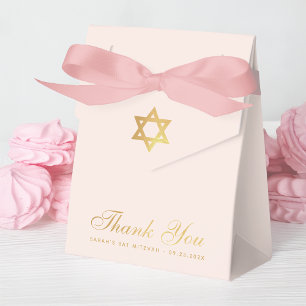 Bat Mitzvah Rosa Faux-Goldstern Davidsstern Danke Geschenkschachtel