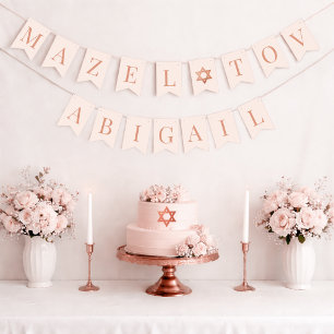 Bat Mitzvah Rosa Mazel Tov Mädchen Name 7 Buchstab Wimpelkette