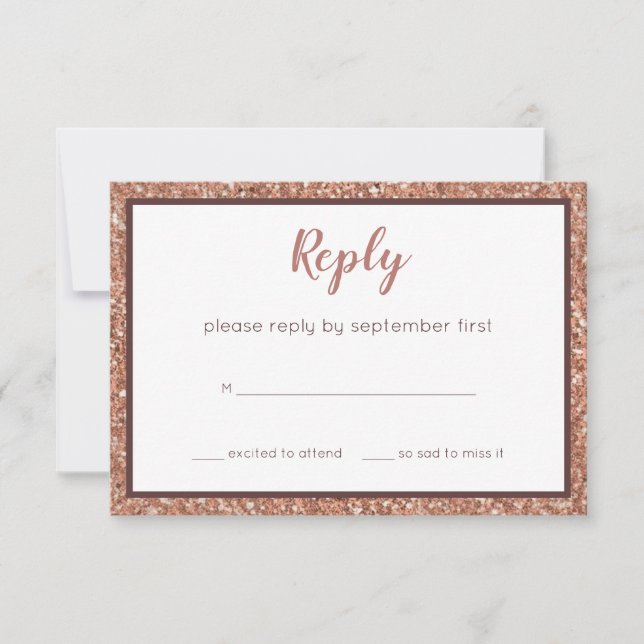 Bat Mitzvah Rose Gold Moderne Imitate Glitzer Part RSVP Karte (Vorderseite)
