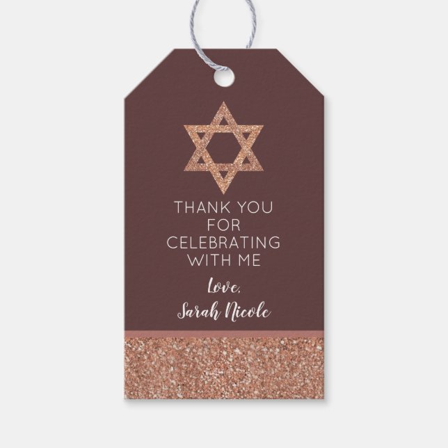 Bat Mitzvah Rose Gold Star von David Vielen Dank Geschenkanhänger (Vorderseite)
