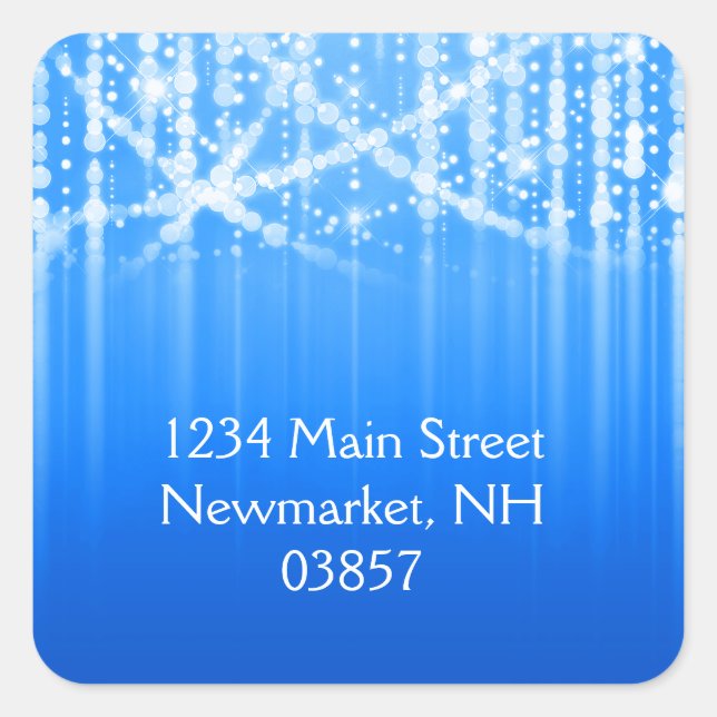 Bat Mitzvah Royal Blue Funkelnd Lights Quadratischer Aufkleber (Vorderseite)