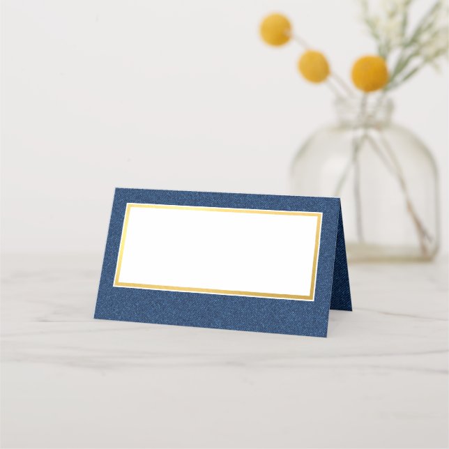 BAT MITZVAH Schlauer Goldkügeltyp denim blue aqua Platzkarte (Vorderseite)