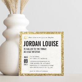 BAT MITZVAH schlichter, moderner schicker Glitzer Einladung