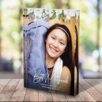 Bat Mitzvah Script Gold Floral Watercolor Keepake