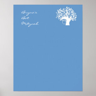 Bat Mitzvah Sign in board Blue Tree of Life Poster