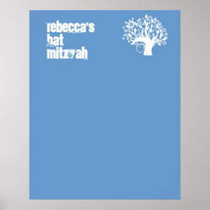 Bat Mitzvah Sign in board Blue Tree of Life Poster