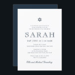 Bat Mitzvah Simple Modern Star von David Einladung<br><div class="desc">Besteht aus spielerischer Schrift- und San-Serif-Typografie; Alles vor einem Hintergrund mit weißem Hintergrund. Dieses wurde von Select Party Supplies entworfen,  exklusiv für Zazzle. Abrufbar unter: http://www.zazzle.com/store/selectpartysupplies</div>