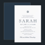 Bat Mitzvah Simple Modern Star von David Einladung<br><div class="desc">Besteht aus spielerischer Schrift- und San-Serif-Typografie; Alles vor einem Hintergrund mit weißem Hintergrund. Dieses wurde von Select Party Supplies entworfen,  exklusiv für Zazzle. Abrufbar unter: http://www.zazzle.com/store/selectpartysupplies</div>
