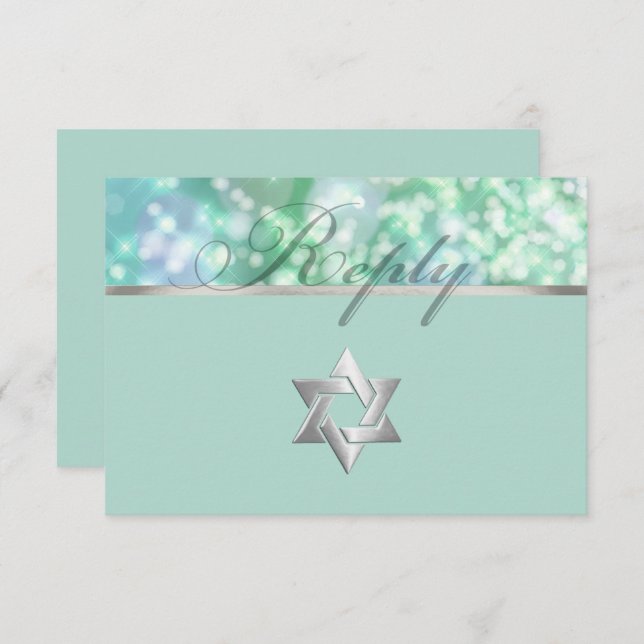Bat Mitzvah Sparkle RSVP Karte (Vorne/Hinten)