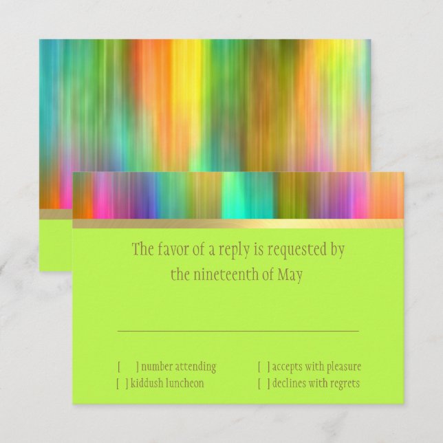 Bat Mitzvah Spectrum Stripes RSVP Karte (Vorne/Hinten)