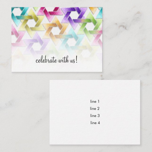 Bat Mitzvah Star der David Damask Empfang Card Begleitkarte (Vorne/Hinten)