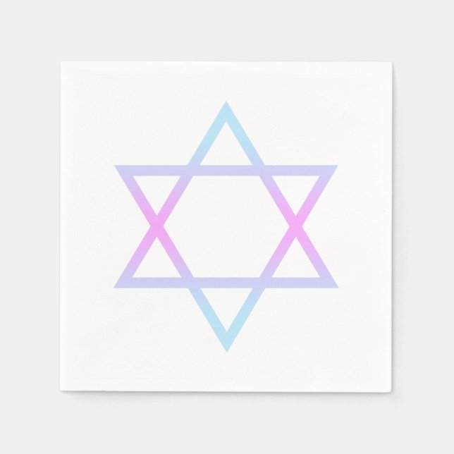 Bat Mitzvah Star von David Modern Pink Blue Lila Serviette (Vorderseite)