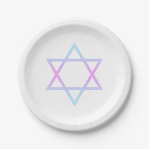 Bat Mitzvah Star von David Pink Blue Lavender Pappteller