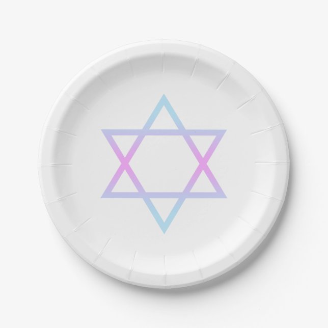 Bat Mitzvah Star von David Pink Blue Lavender Pappteller (Vorderseite)