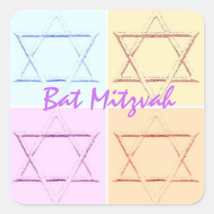 Bat Mitzvah/Star von David Quadratischer Aufkleber