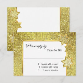 Bat Mitzvah Stars Gold Glitzer UAWG Einladung