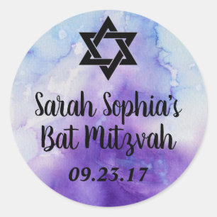 Bat Mitzvah Sticker, Gefallen Tag, Bat Mitzvah Dek Runder Aufkleber