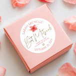 Bat Mitzvah Tropical Floral Watercolor Gold Script Runder Aufkleber<br><div class="desc">Seien Sie stolz, freuen Sie sich und feiern Sie diesen Meilenstein Ihres Lieblings-Bat Mitzvah, wenn Sie diesen raffinierten, personalisierten Aufkleber verwenden! Eine stilvolle, atemberaubende, farbenfrohe, tropische Aquarellplumeria-Blume, Imitate goldgeschriebene Drehbuch, Star of David und Glitzer Punkte, zusammen mit der Rose rosa modernen Sans Serif Typ, überlagern einen weißen Hintergrund. Personalisieren Sie...</div>