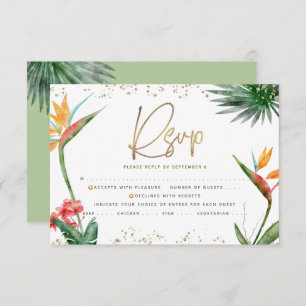 Bat Mitzvah Tropical Gold Script Palm Wasserfarbe RSVP Karte