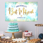 Bat Mitzvah Türkis Aquarellfarben Gold-Folie Skrip Banner<br><div class="desc">Seien Sie stolz, freuen Sie sich und präsentieren Sie diesen Meilenstein Ihres Lieblings-Bat Mitzvah! Lassen Sie sich von diesem atemberaubenden, modernen, stilvollen, personalisierten Banner in einen besonderen Tag hineinführen. Funkelnd Goldfolien-Kalligraphieskripte und Glitzer-Punkte überlagern einen türkisfarbenen Hintergrund. Personalisieren Sie den benutzerdefinierten Text mit Ihrem Bat Mitzvah Namen und Datum oder benutzerdefinierte...</div>