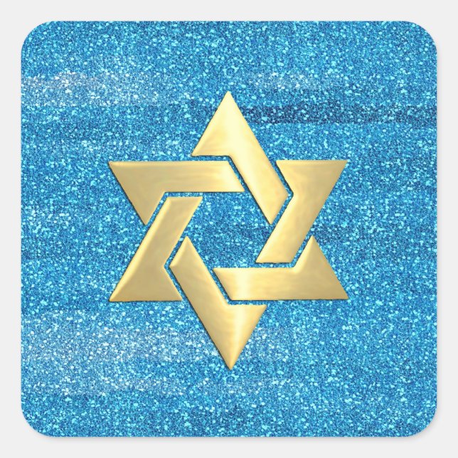 Bat Mitzvah Türkis Blue Glitzer mit Farbe Quadratischer Aufkleber (Vorderseite)
