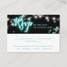 Bat Mitzvah Turquoise Neon Themed RSVP Begleitkarte