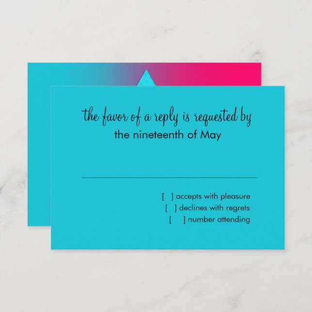 Bat Mitzvah Turquoise und Pink Ombre Star von Davi RSVP Karte (Vorne/Hinten)