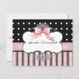Bat Mitzvah UAWG Response - Französischer Bow Dot RSVP Karte