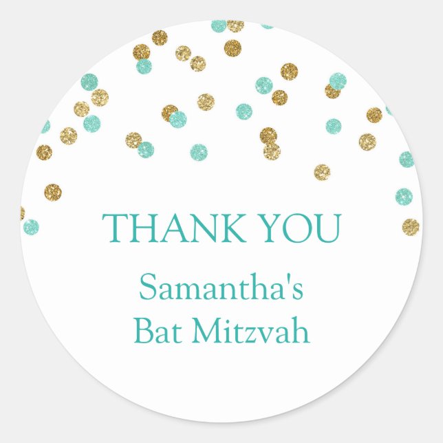 Bat Mitzvah Vielen Dank Individuelle Name Gefallen Runder Aufkleber (Vorderseite)