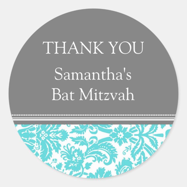 Bat Mitzvah Vielen Dank Individuelle Name Gefallen Runder Aufkleber (Vorderseite)