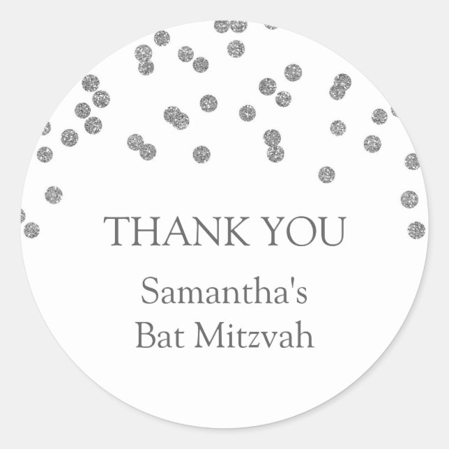 Bat Mitzvah Vielen Dank Individuelle Name Gefallen Runder Aufkleber (Vorderseite)