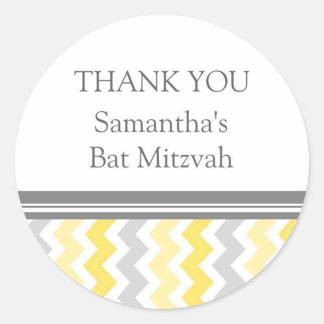 Bat Mitzvah Vielen Dank Individuelle Name Gefallen Runder Aufkleber (Vorderseite)