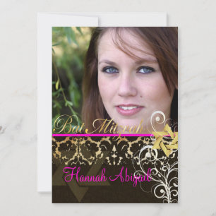 Bat Mitzvah/ Vintage Damast/ Wirbel/rot Einladung