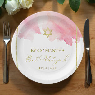 Bat Mitzvah Watercolor Paper Teller   ABSTRAKT