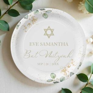 Bat Mitzvah Watercolor Paper Teller Eukalyptus