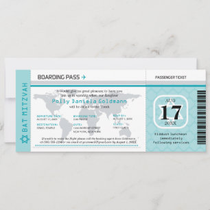 Bat Mitzvah World Traveler Boarding Pass Einladung