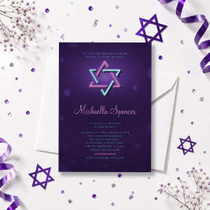 Bat Mitzwa Einladung Leuchtender Davidstern