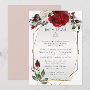 Bat Mitzwa Elegante scharlachrote und rosafarben Ankündigung