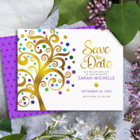 Bat Mitzwa Modern Fette Schrift Lila Gold Baum des