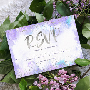 Bat Mitzwa moderne Silberfolie lila Aquarell RSVP Karte