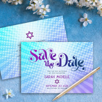 Bat Mitzwa Retro Blau Lila Ombre Gradient Boho