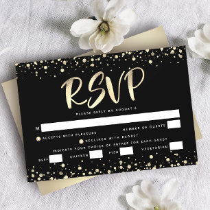 Bat Mitzwa Schwarze Goldfolie Glitter Schriftzug E RSVP Karte