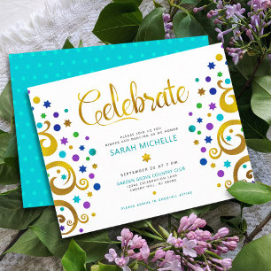 Bat Mitzwa Turquoise Goldfolie Baum des Lebens Bol Begleitkarte