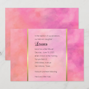 Bat-Mizwa-Abstraktes Design in Rosa Einladung