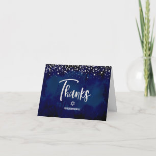 Bat Mizwa Marine Silber Glitter Folie Moderne Schr Dankeskarte