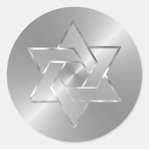 Bat Mizwa Metallischer Stern von David Silber Runder Aufkleber