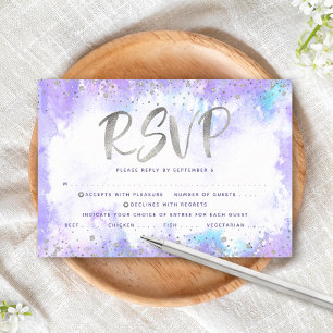 Bat Mizwa Silberfolie lila Aquarell Vorspeise RSVP Karte